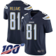 Los Angeles Chargers #81 Mike Williams Navy Blue Team Color Men's Stitched NFL 100th Season Vapor Limited Jersey