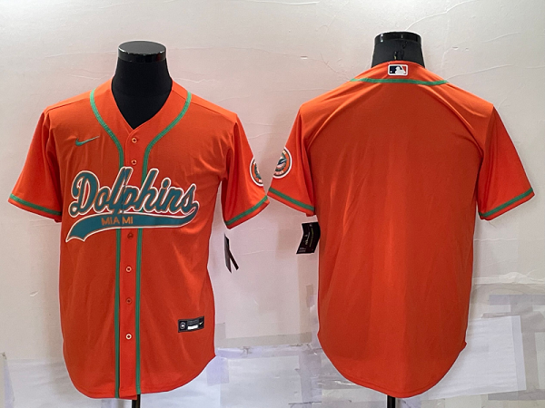 Men's Miami Dolphins Blank Orange Stitched Cool Base Nike Baseball Jersey