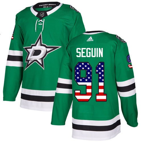 Adidas Dallas Stars #91 Tyler Seguin Green Home USA Flag Stitched NHL Jersey