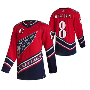 Washington Capitals #8 Alexander Ovechkin Red Men's Adidas 2020-21 Reverse Retro Alternate NHL Jersey