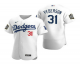 Men's Los Angeles Dodgers #31 Joc Pederson White 2020 World Series Flex Base Nike Jersey