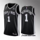 Men's San Antonio Spurs #1 Victor Wembanyama Black 2022/23 Icon Edition With NO.6 Patch Stitched NBA Jersey