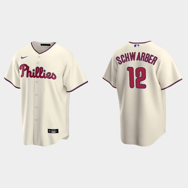 Men's Philadelphia Phillies #12 Kyle Schwarber Cream Alternate MLB Jersey