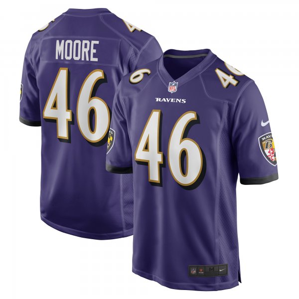 Men's Baltimore Ravens Nick Moore Nike Purple Game Jersey