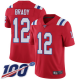 New England Patriots #12 Tom Brady Red Alternate Men's Stitched NFL 100th Season Vapor Limited Jersey