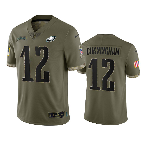 Philadelphia Eagles Randall Cunningham Olive 2022 Salute To Service Limited Jersey #12