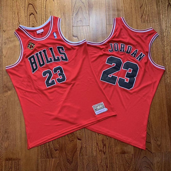 Men's Chicago Bulls #23 Michael Jordan 1993-2013 20th Champions Patch Red Hardwood Classics Soul AU Throwback Jersey