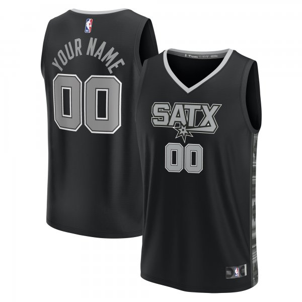 Youth San Antonio Spurs  Fanatics Black Fast Break Replica Custom Jersey - Statement Edition