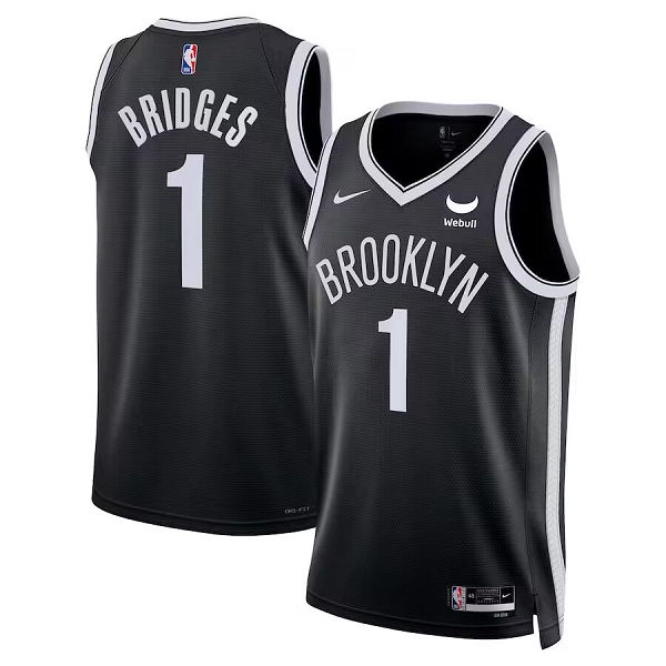 Youth Brooklyn Nets #1 Mikal Bridges Nike Black Icon 2022/23 Swingman Badge Player Jersey