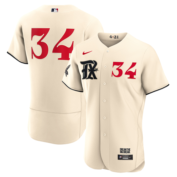 Men's Texas Rangers Nolan Ryan #34 Nike Cream 2023 City Connect Flex Base Player Jersey