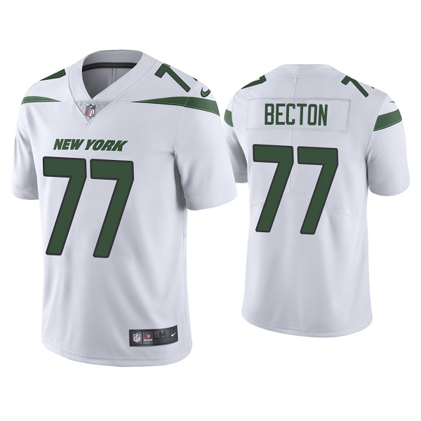 Men's #77 Mekhi Becton New York Jets White 2020 NFL Draft Vapor Limited Jersey