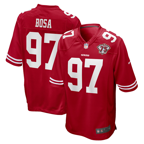 Men's San Francisco 49ers #97 Nick Bosa Nike Scarlet 75th Anniversary Limited Jersey