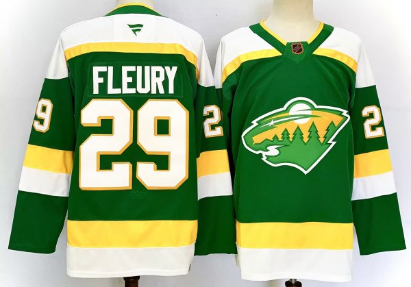 Men's #7 Marc-Andre Fleury Minnesota Wild Green And White City Edition Jersey