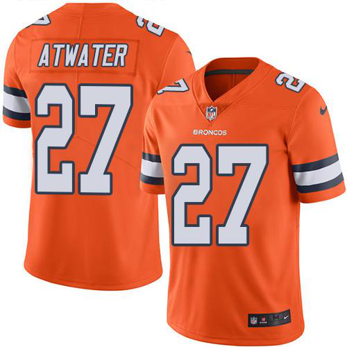 Men's Nike Denver Broncos #27 Steve Atwater Orange Stitched NFL Limited New Color Rush Jersey