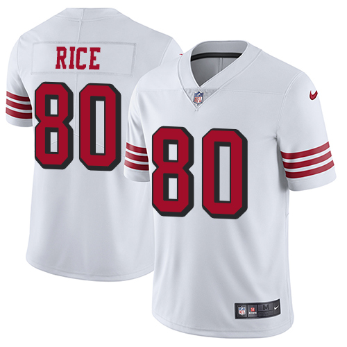 Nike San Francisco 49ers #80 Jerry Rice White Rush Youth Stitched NFL Vapor Untouchable Limited Jersey