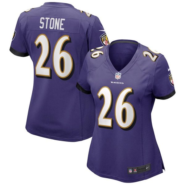 Women's Nike #26 Geno Stone Purple Baltimore Ravens Limited Jersey