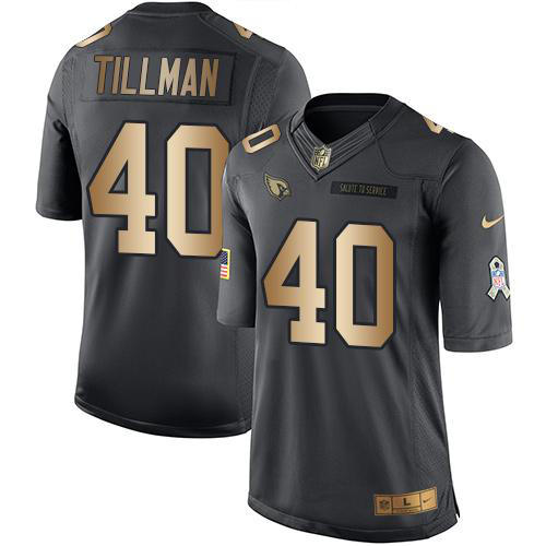 Nike Arizona Cardinals #40 Pat Tillman Black Men's Stitched NFL Limited Gold Salute To Service Jersey