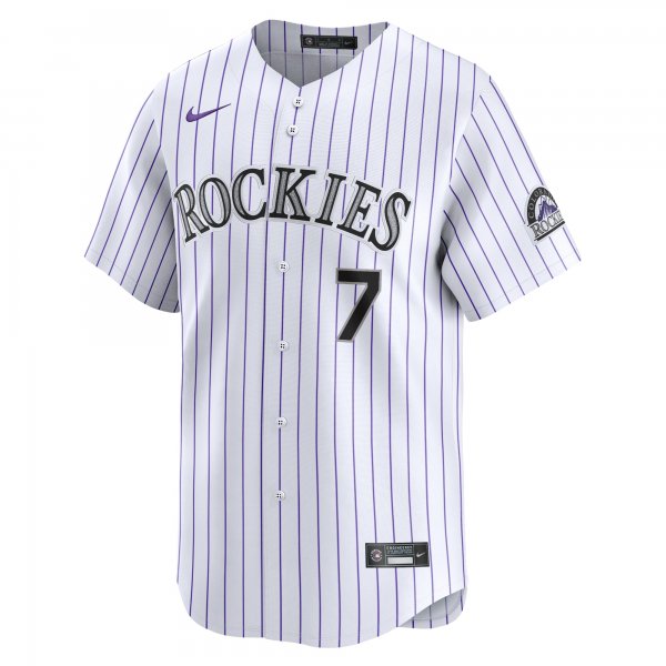 Men's Colorado Rockies Brendan Rodgers Nike White Home Limited Player Jersey