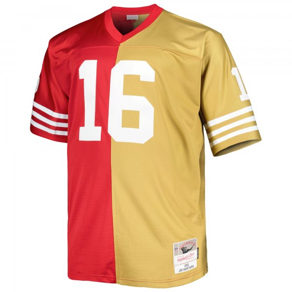 Men's San Francisco 49ers Joe Montana Mitchell & Ness Scarlet/Gold Big & Tall Split Legacy Retired Player Replica Jersey