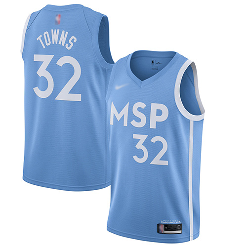 Minnesota Timberwolves #32 Karl-Anthony Towns Blue NBA Swingman City Edition 2019/20 Jersey