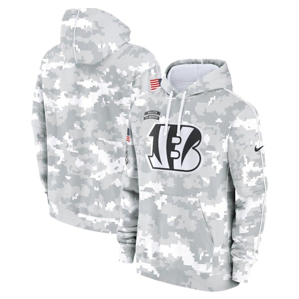 Men's Nike Arctic Camo Cincinnati Bengals 2024 Salute To Service Club Fleece Pullover Hoodie