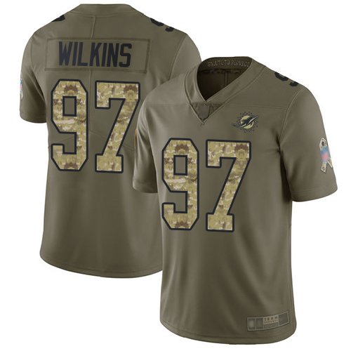 Miami Dolphins #97 Christian Wilkins Olive/Camo Men's Stitched NFL Limited 2017 Salute To Service Jersey