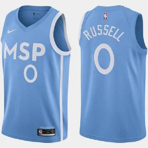 Men's Minnesota Timberwolves #0 D'Angelo Russell Blue 2019/20 NBA Swingman City Edition Jersey