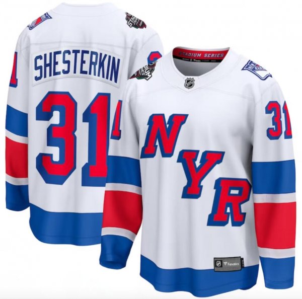 Men's #31 Igor Shesterkin White New York Rangers 2024 NHL Stadium Series Breakaway Player Jersey