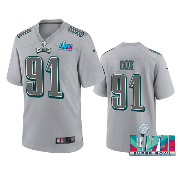 Men's Philadelphia Eagles Fletcher Cox Gray Super Bowl LVII Atmosphere Jersey