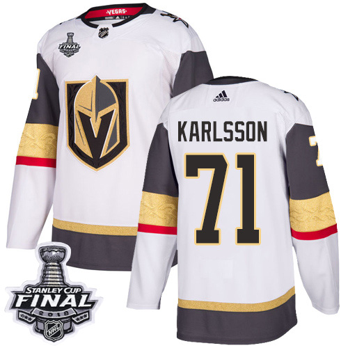 Adidas Golden Vegas Golden Knights #71 William Karlsson White Road 2018 Stanley Cup Final Stitched NHL Jersey