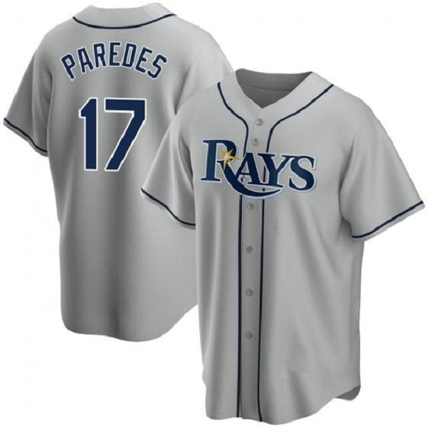 Youth Tampa Bay Rays #17 Isaac Paredes Road Gray MLB Jersey