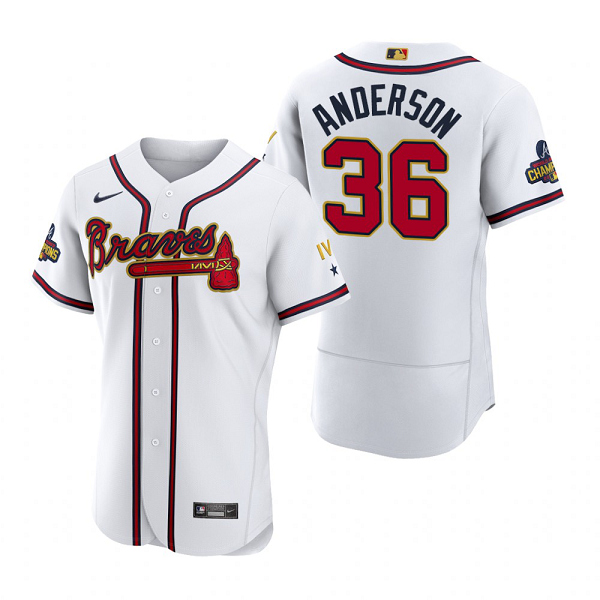 Men's Atlanta Braves #36 Ian Anderson White 2022 Gold Program MLB Jersey