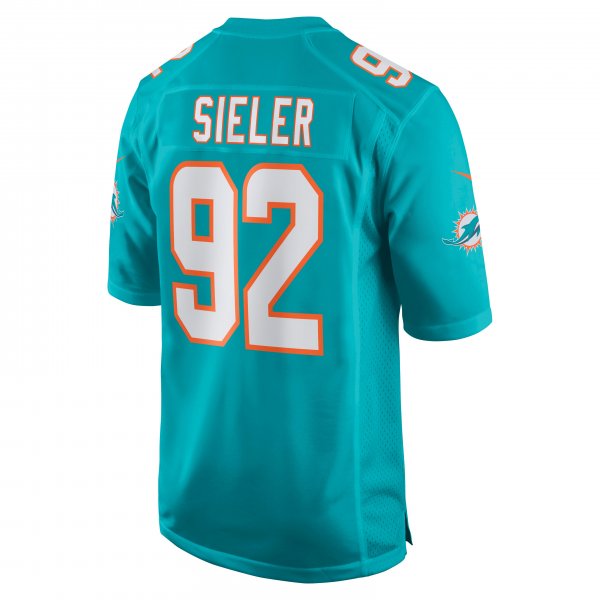 Men's Miami Dolphins Zach Sieler Nike Aqua Game Jersey