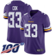 Minnesota Vikings #33 Dalvin Cook Purple Team Color Men's Stitched NFL 100th Season Vapor Limited Jersey