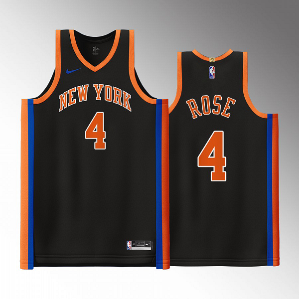 New York Knicks Derrick Rose #4 Black 2022-23 City Edition Jersey