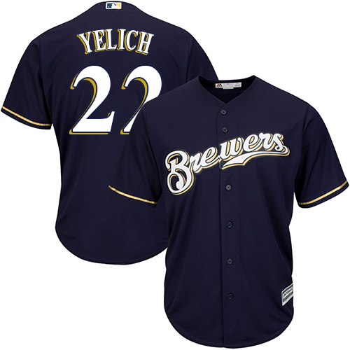 Women's Milwaukee Brewers #22 Christian Yelich Navy Blue New Cool Base Stitched MLB Jersey