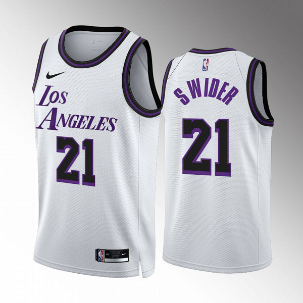 Men's NBA Los Angeles Lakers Cole Swider 2022-23 City Edition White #21 Jersey