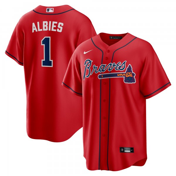 Men's Atlanta Braves Ozzie Albies Nike Red Alternate Replica Player Name Jersey