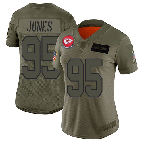 Women's Kansas City Chiefs #95 Chris Jones CamoStitched NFL Limited 2019 Salute to Service Jersey