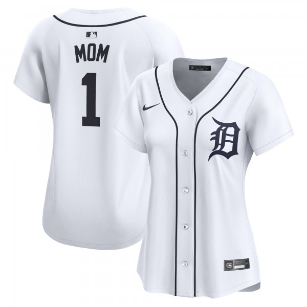 Women's Detroit Tigers Nike White #1 Mom Home Limited Jersey