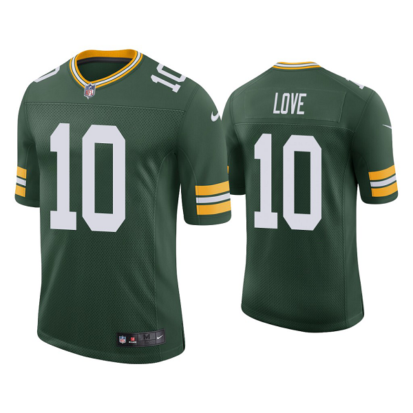 Men's #10 Jordan Love Green Bay Packers Green 2020 NFL Draft Vapor Limited Jersey