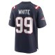 Men's New England Patriots Keion White Nike Navy 2023 NFL Draft Pick Game Jersey