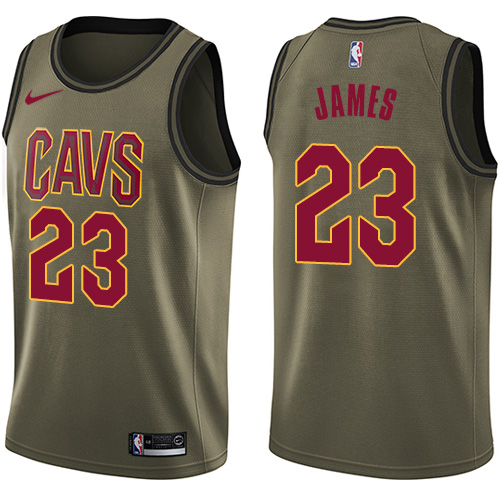 Men's Nike Cleveland Cavaliers #23 LeBron James Green Salute to Service Swingman NBA Jersey