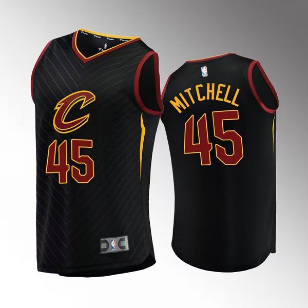 Men's Donovan Mitchell Cavaliers #45 Black Fast Break 2022-23 Statement Edition NBA Jersey