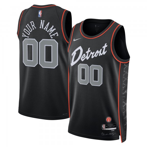 Unisex Detroit Pistons  Nike Black 2023/24 Custom Swingman Jersey - City Edition