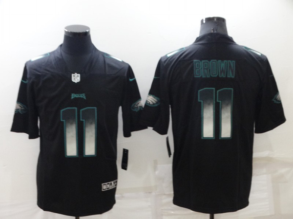 Men's Philadelphia Eagles #11 A.J. Brown Black Stitched NFL Vapor Untouchable Limited Smoke Fashion Jersey