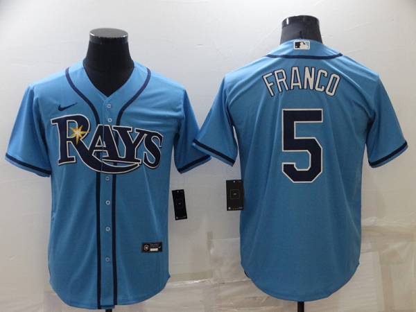 Men's Nike Tampa Bay Rays #5 Wander Franco Light Blue Cool Base MLB Stitched Jersey