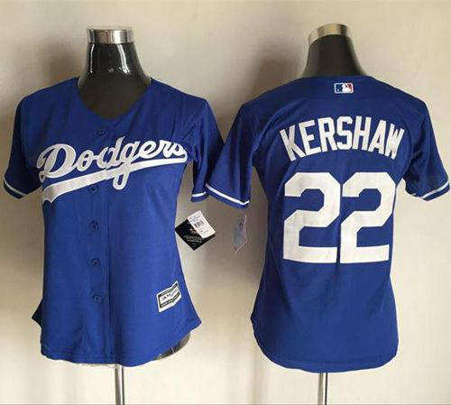 Los Angeles Dodgers #22 Clayton Kershaw Blue Women's Alternate Stitched MLB Jersey