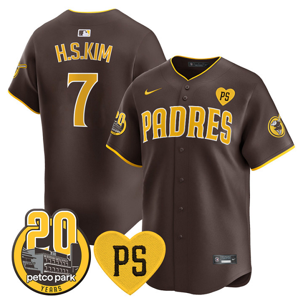 Men's San Diego Padres #7 Ha-Seong Kim For Peter & Petco Park 20th Patch Vapor Premier Limited All Stitched Cool Base Jersey