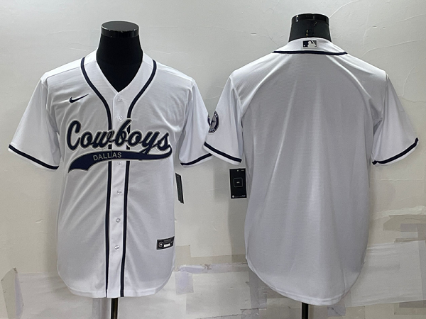 Men's Dallas Cowboys Blank White Stitched Baseball Cool Base Jersey